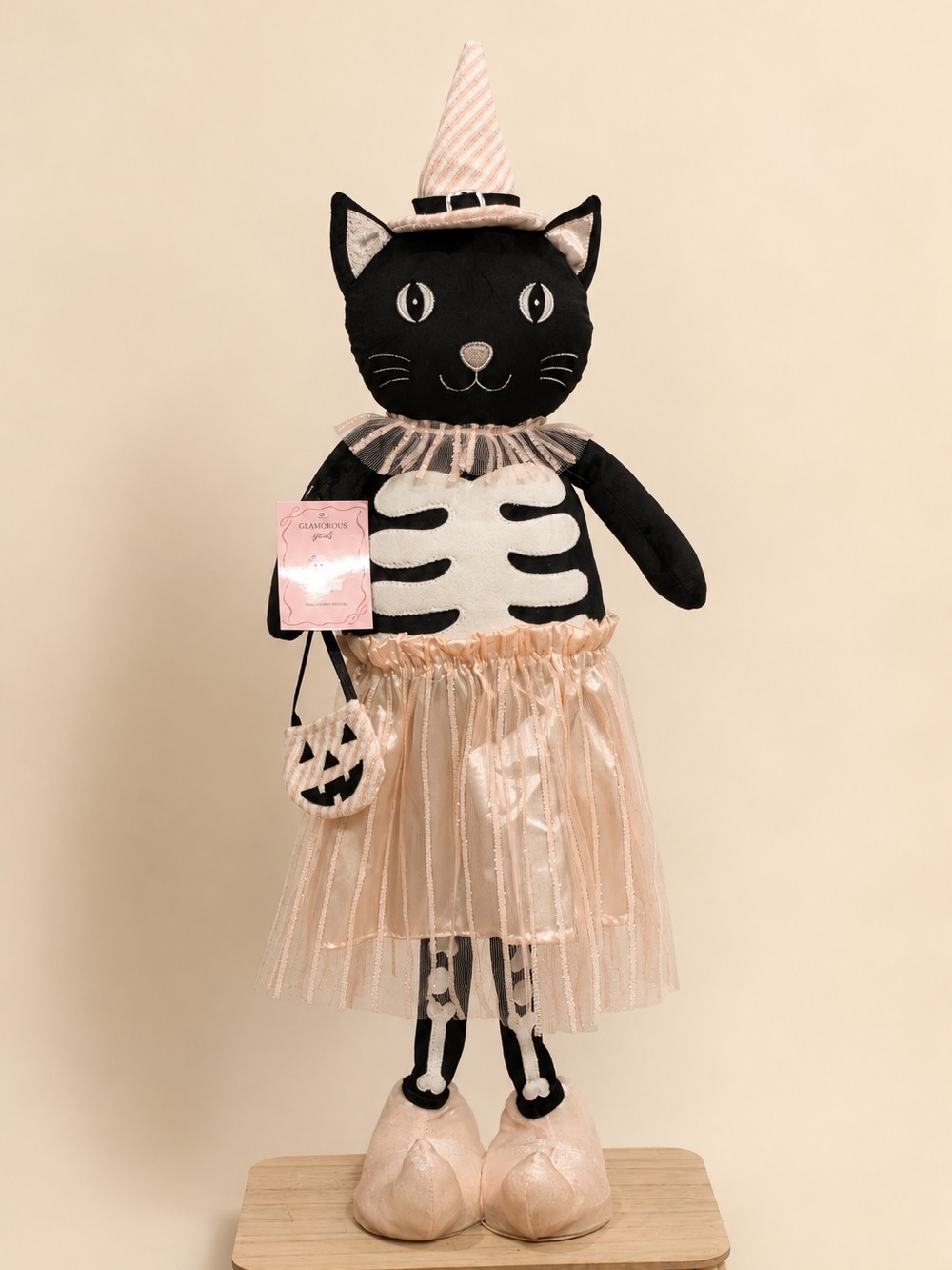Halloween Black Cat Skeleton Costume with Pink Tutu and Hat